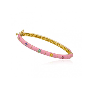 Twin Stars Flower Bangle In Pink