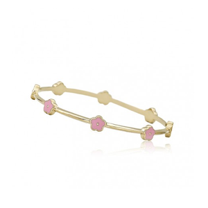 Twin Stars Dainty Flowers Bangle In Pink bracelet enamel