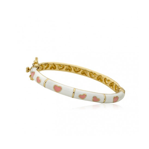 Twin Stars Double Heart Bangle in White/Pink enamel bracelet