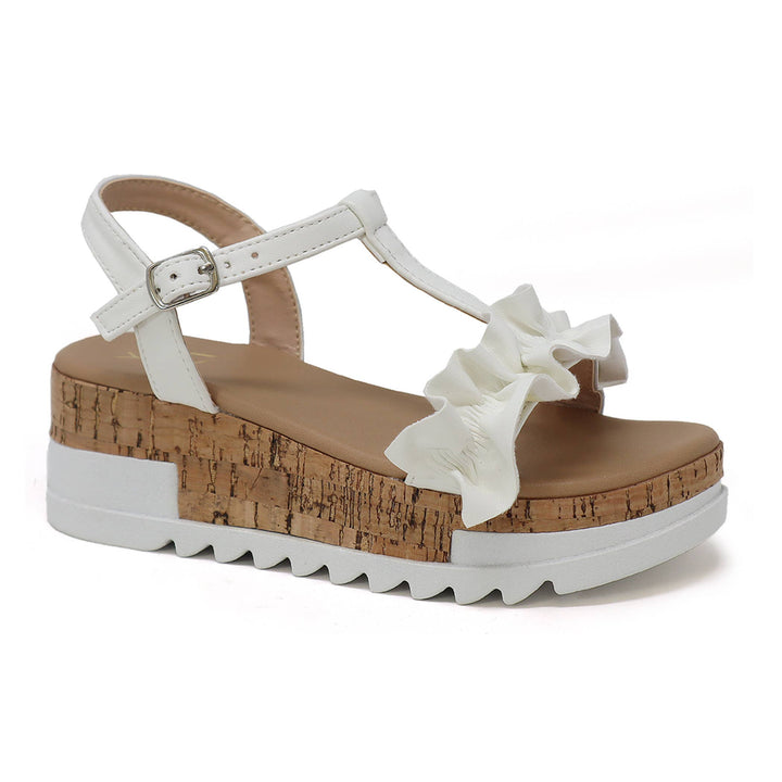 Girls White Wedge Sandal