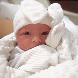 IlyBean White Bow Hat gem newborn hospital