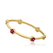 Twin Stars Dainty Flowers Bangle In Hot Pink