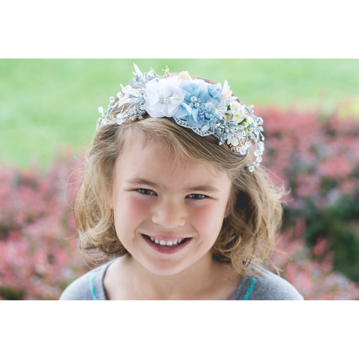 Blue Floral Halo wedding flower crown