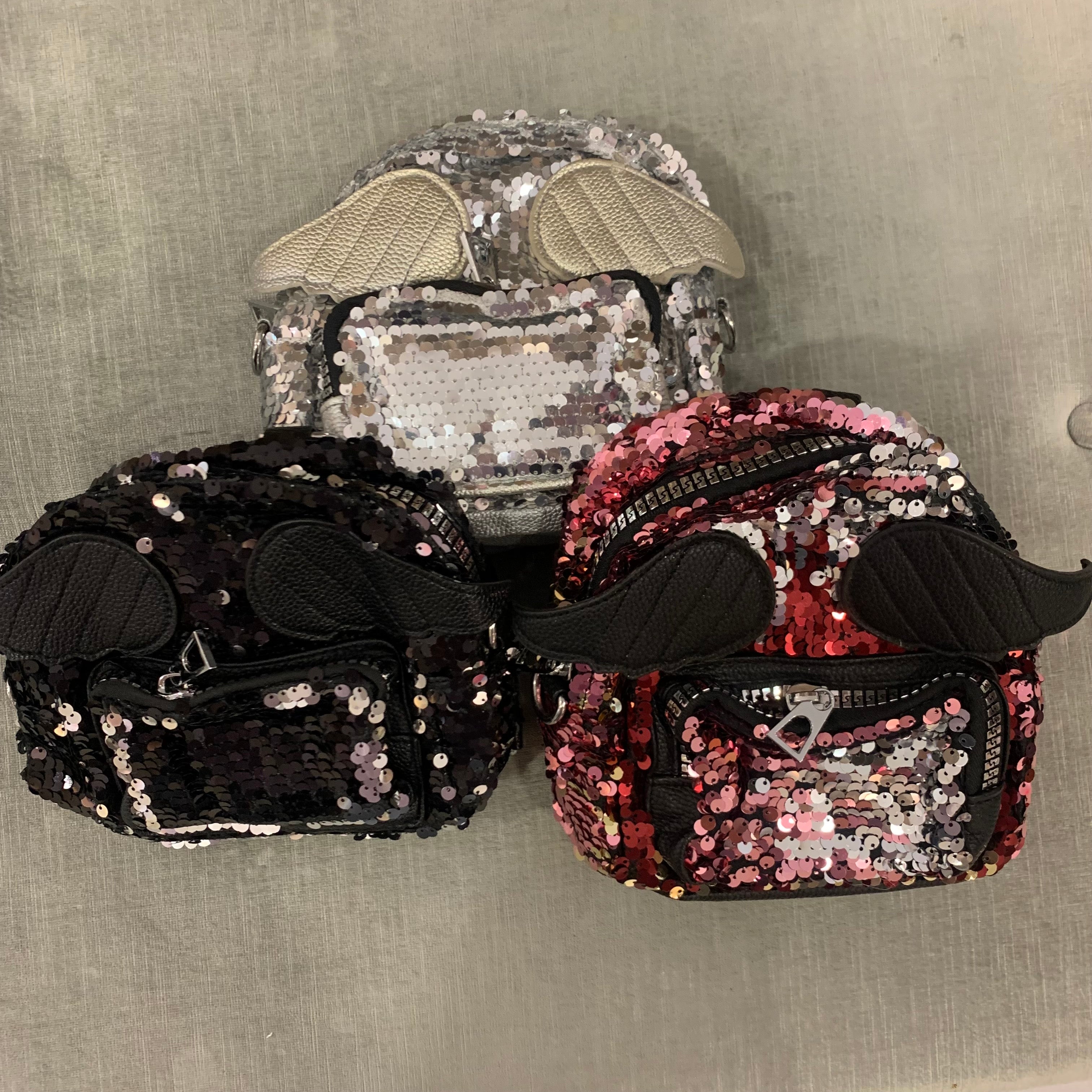 Mini Sequin Back Pack with Angel Wings
