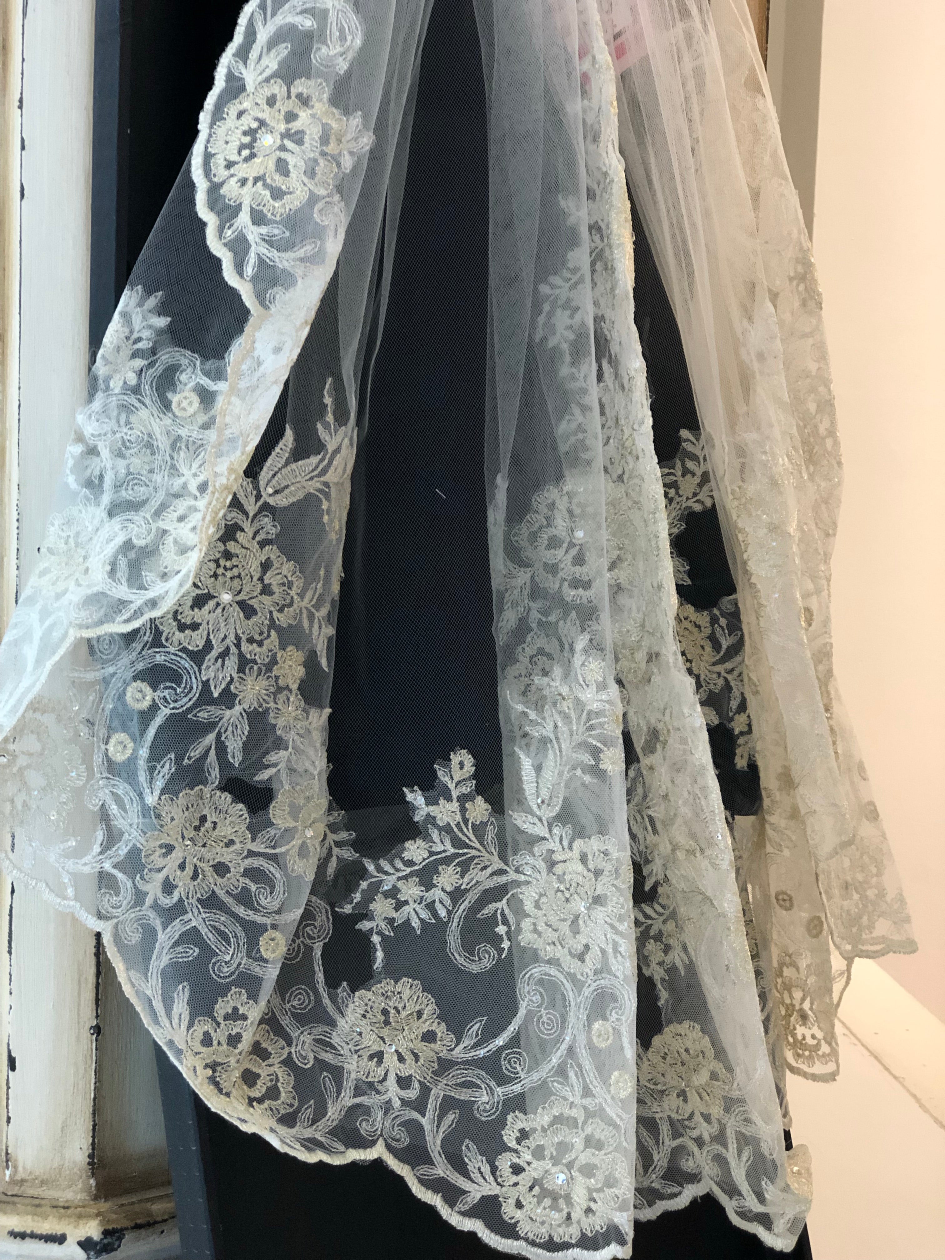 Christie Helene Metallic Lace Veil