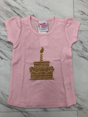Pink and Gold Glitter Cake Birthday Shirt