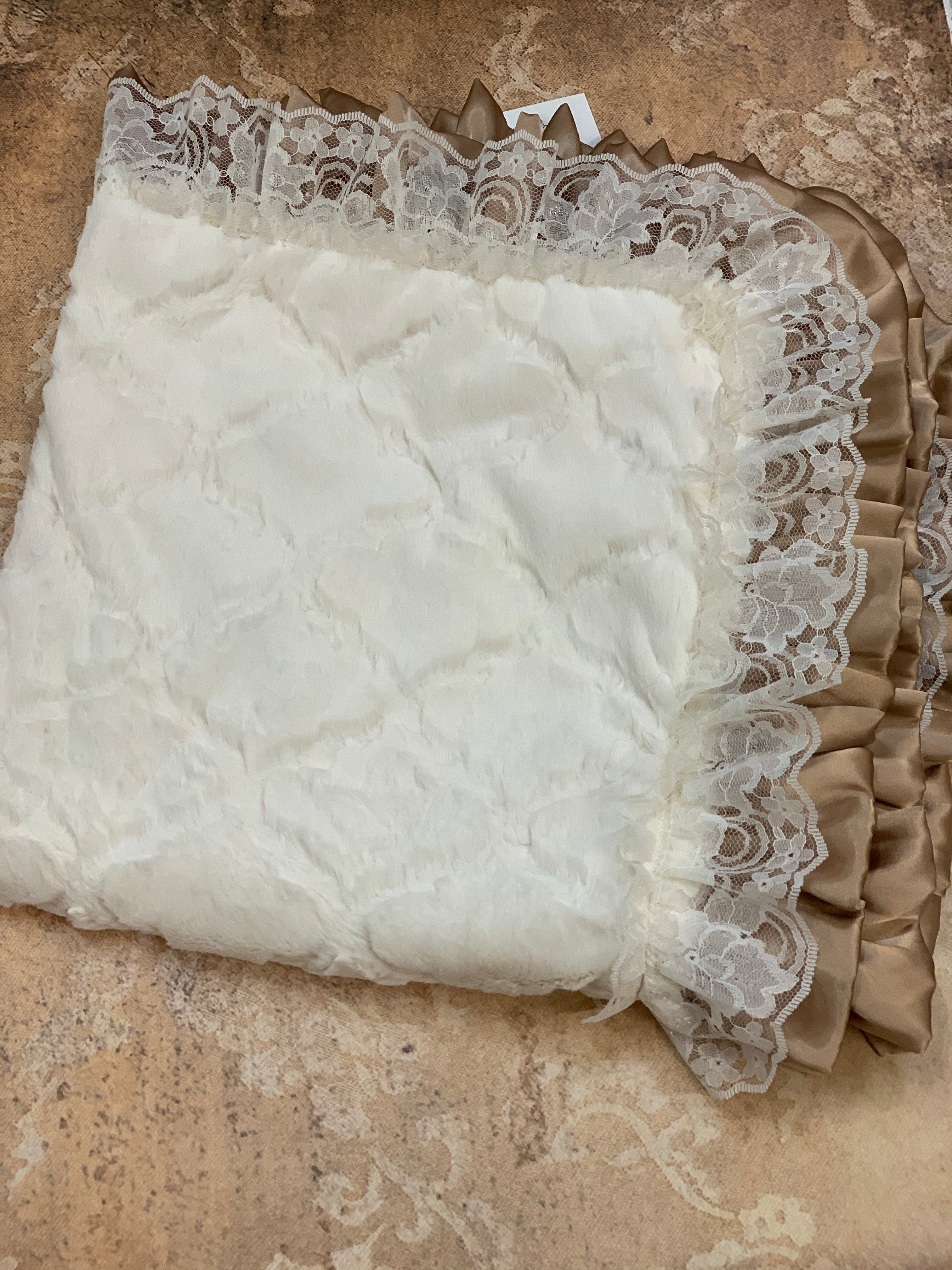 Vintage Minky Ivory Blanket