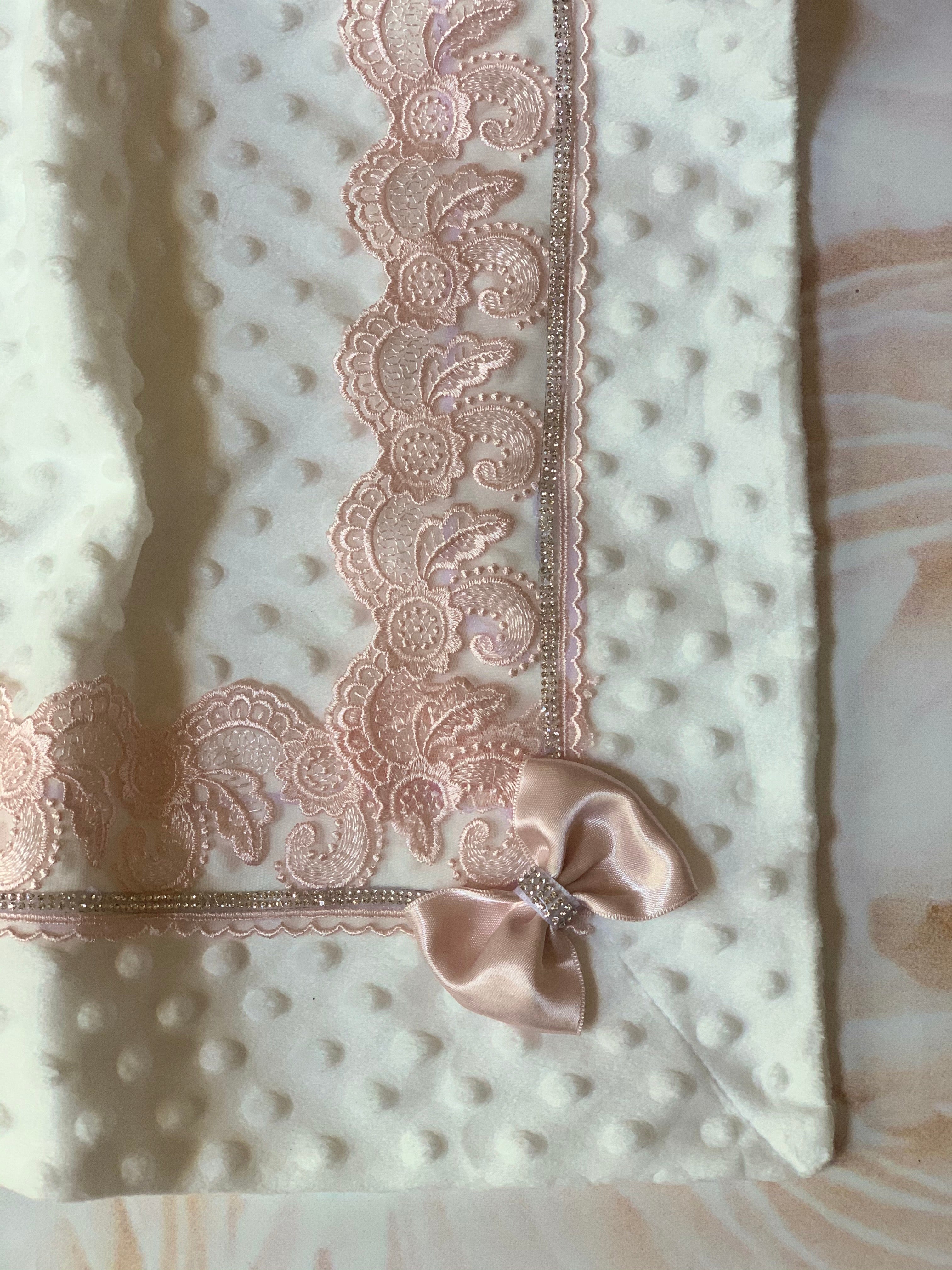 Minky Blanket with Lace Trim