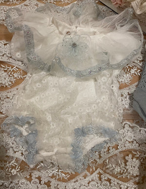 Lacey Onesie and Bonnet in Blue