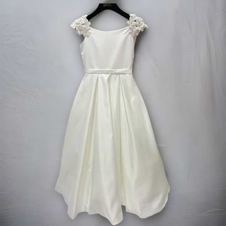 Ivory Pleated Satin Dress