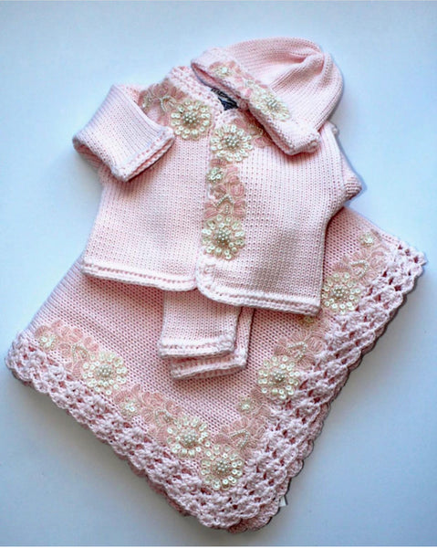 Pink Crochet Applique Set