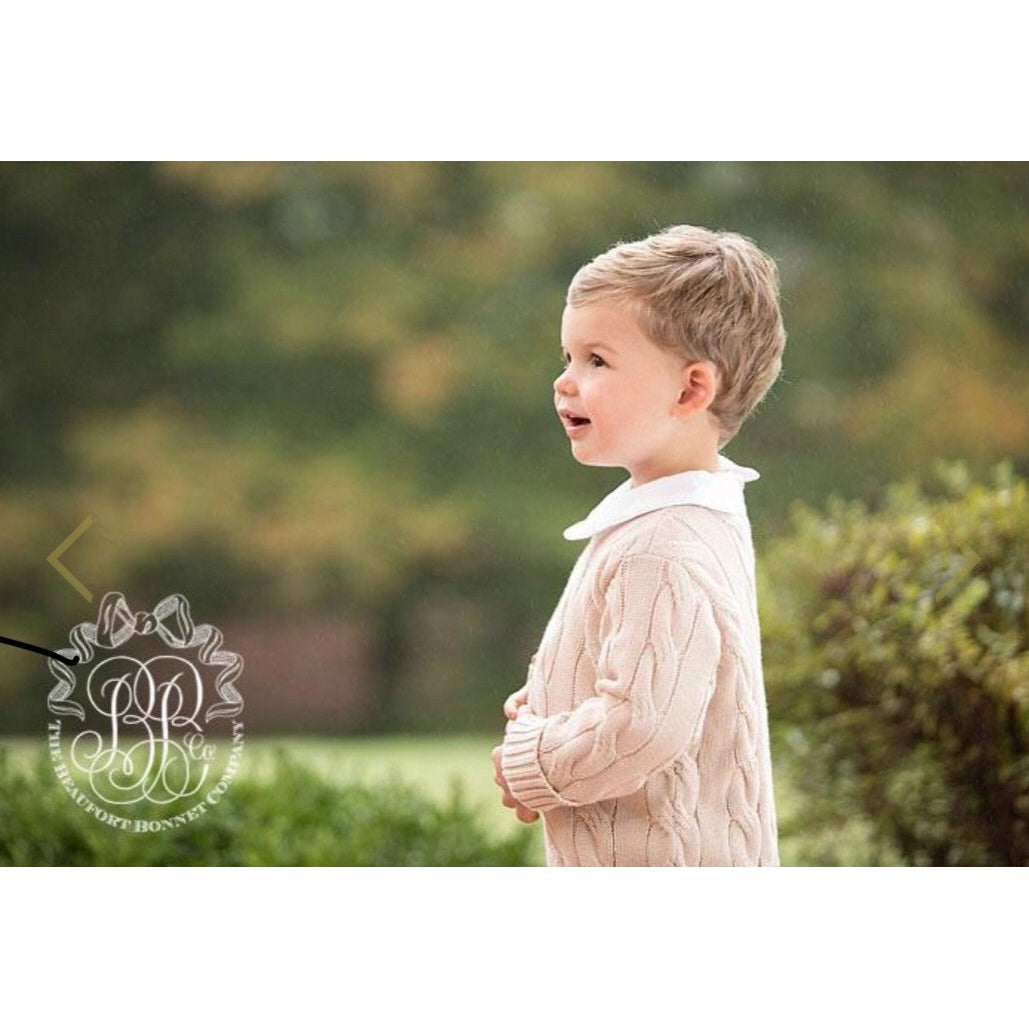 Crawford Crewneck in Keeneland Khaki Cable