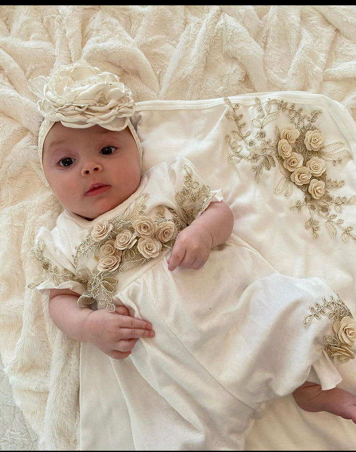 Ivory Gold Romper and Headband