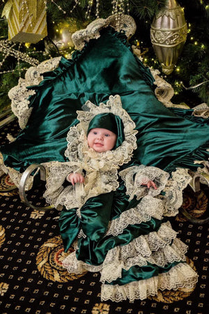 Emerald Velvet Gown and Blanket