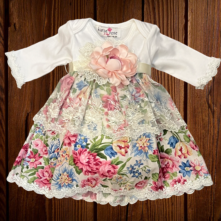 Springtime Floral Bloomer Onesie Dress