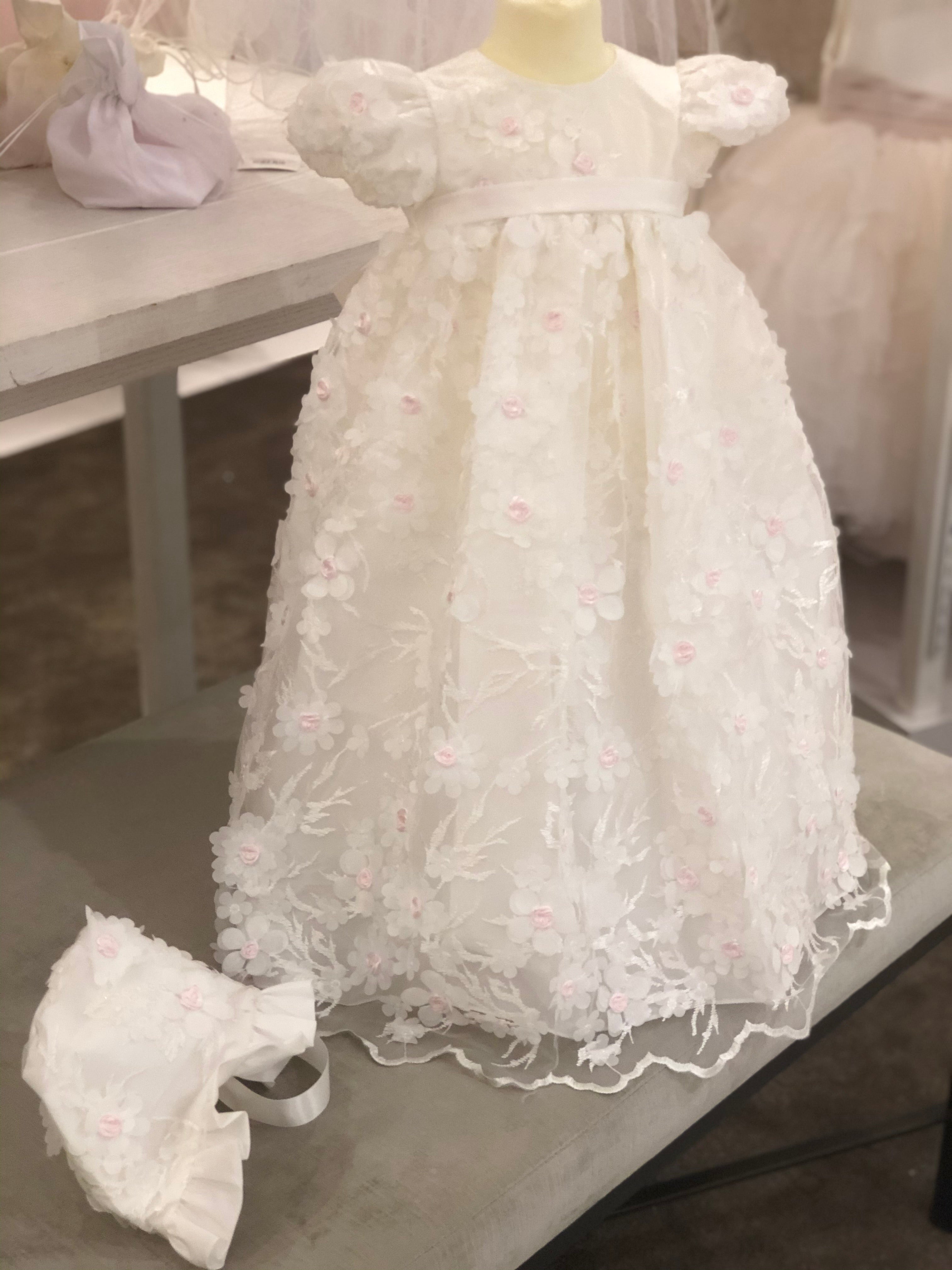 Pink Flower Ivory Dress