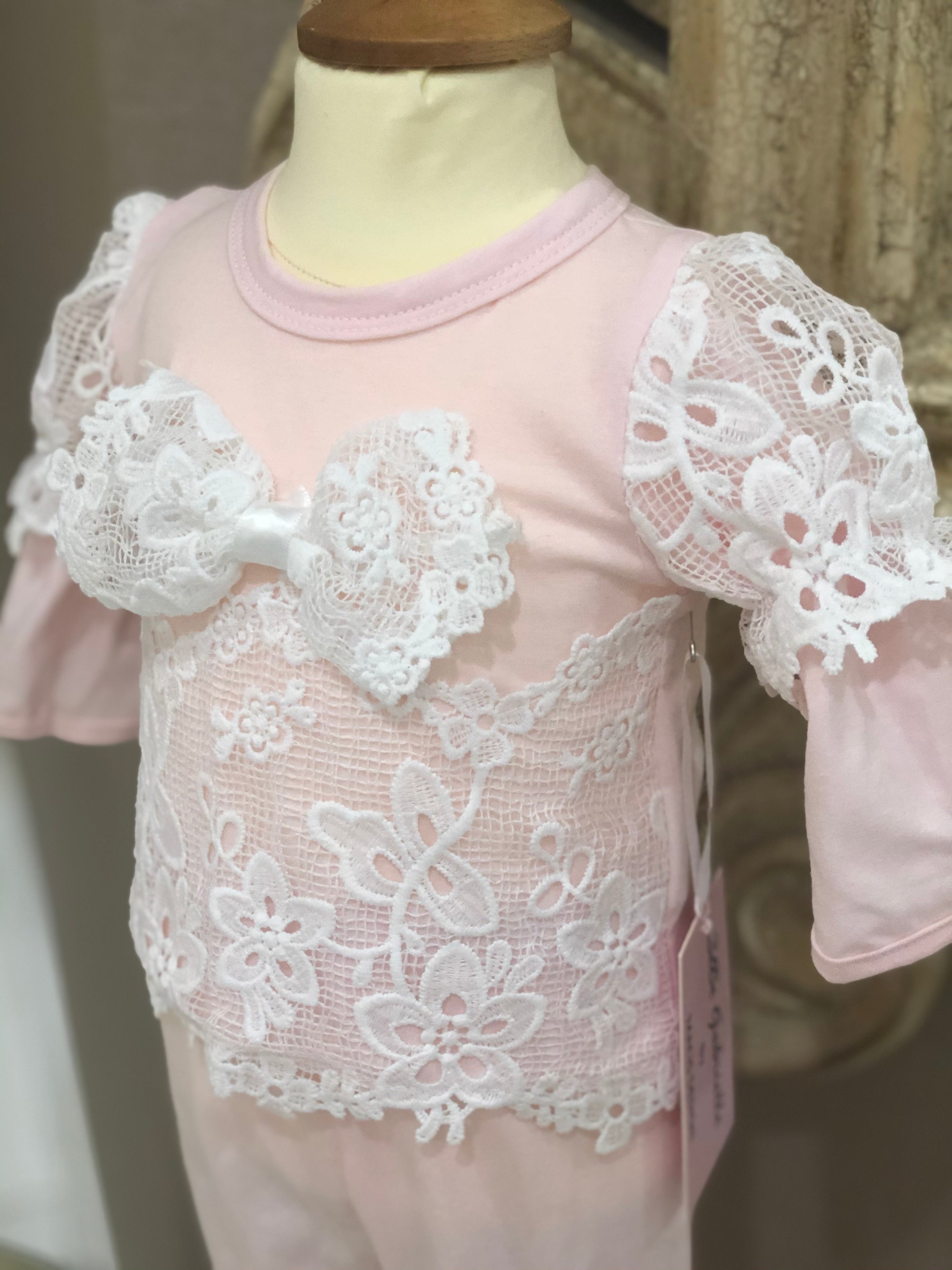 Pink and Ivory Layette Set