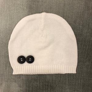 Cream Hat with Large Buttons