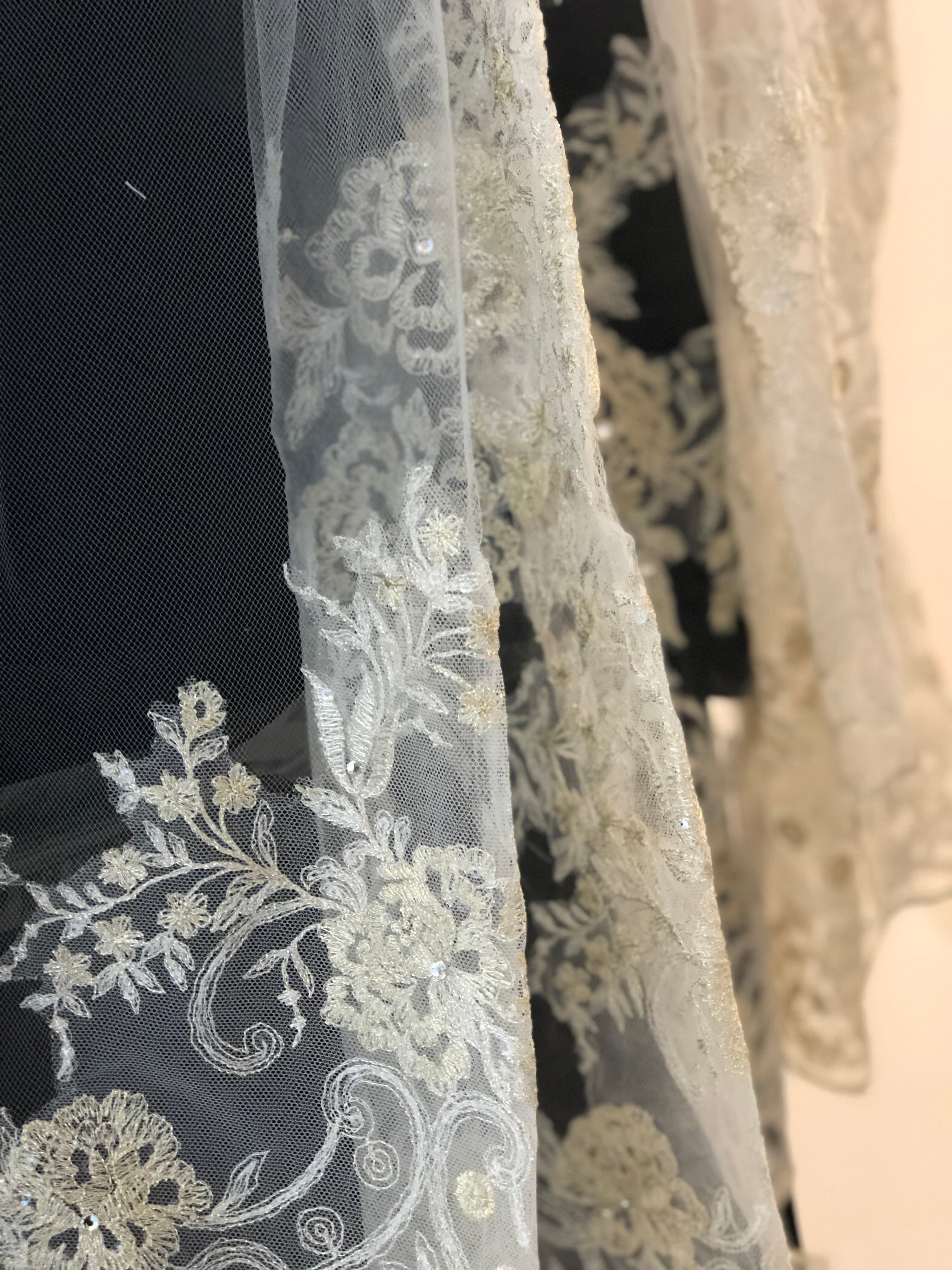 Christie Helene Metallic Lace Veil