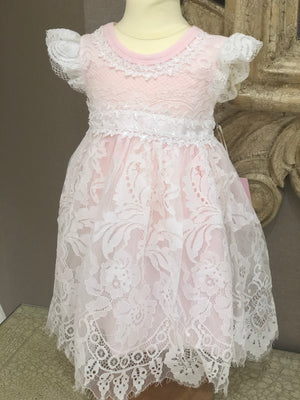 Pink Lace Long Dress