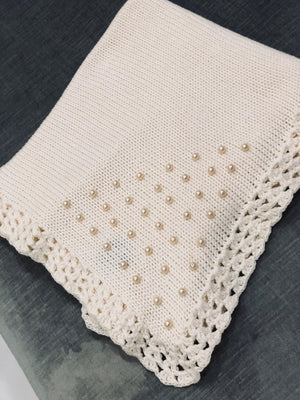 Ivory Crochet Pearl Blanket