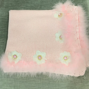 Cotton Crochet Pink Marabou Blanket