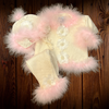 Ivory and Pink Marabou Set