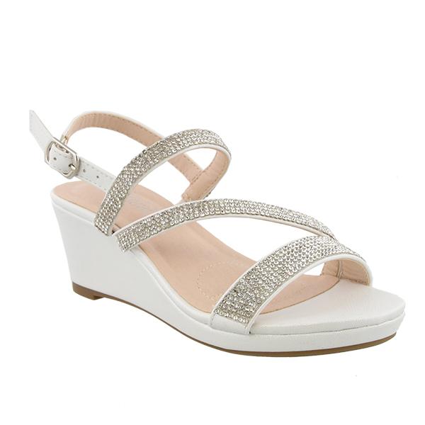 Christy Glitter Wedge in White