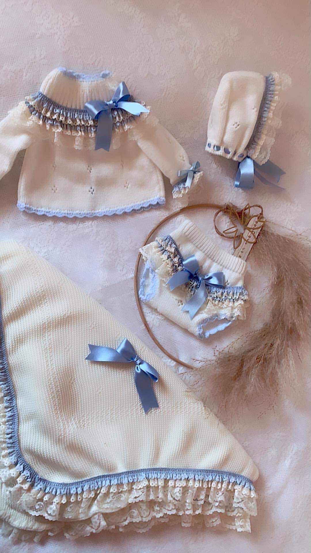 Blue and Cream Knit Set