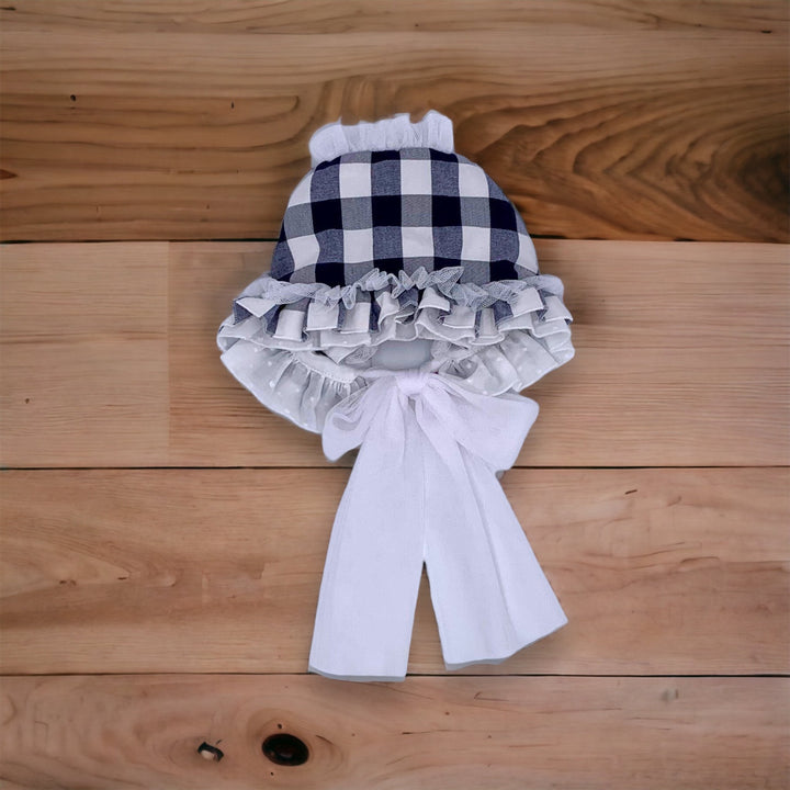 Blue and White Check Bonnet