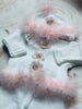 White Crochet Set With Marabou