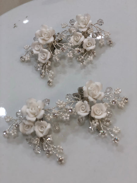 Porcelain Flower Clips