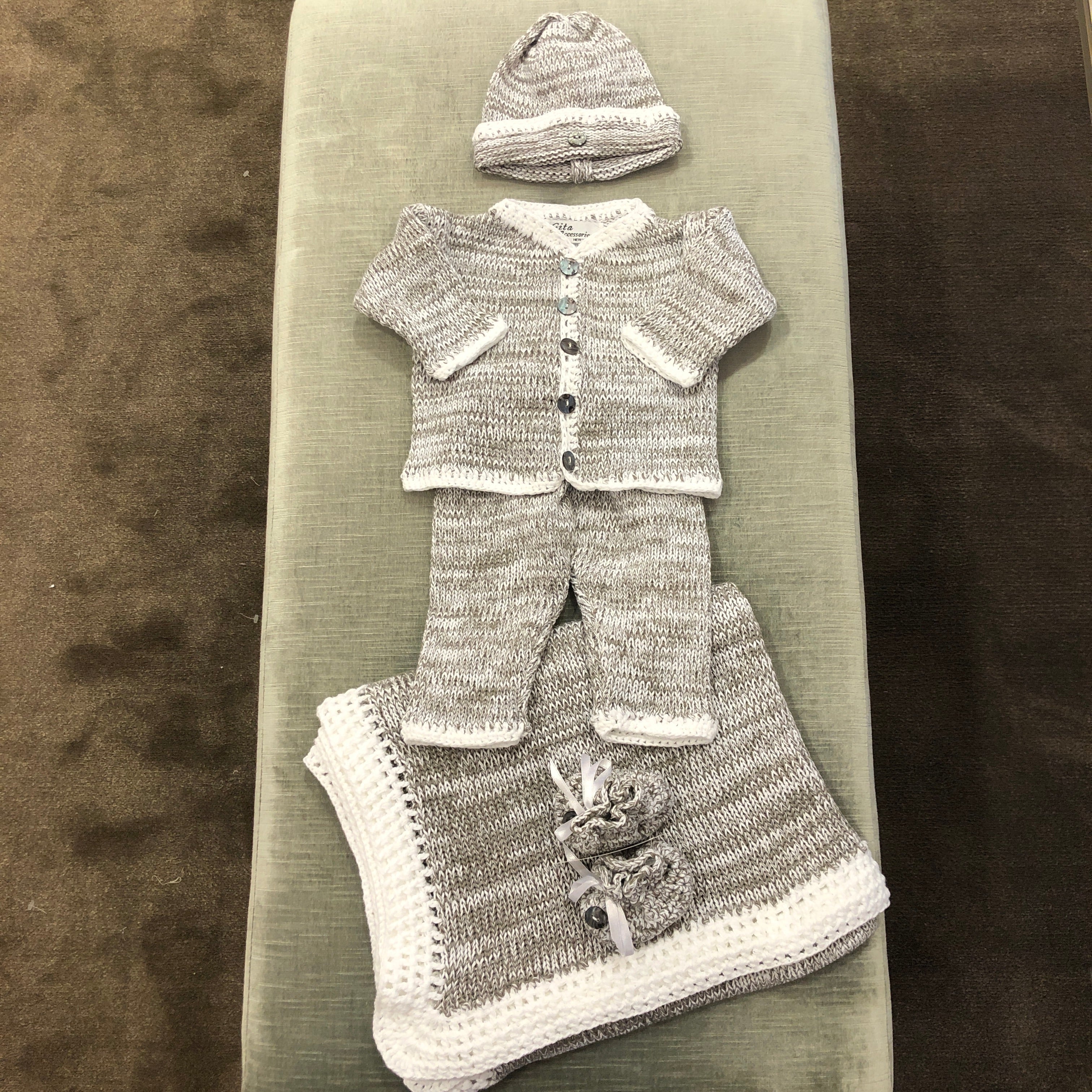 Grey and White Tweed Blanket