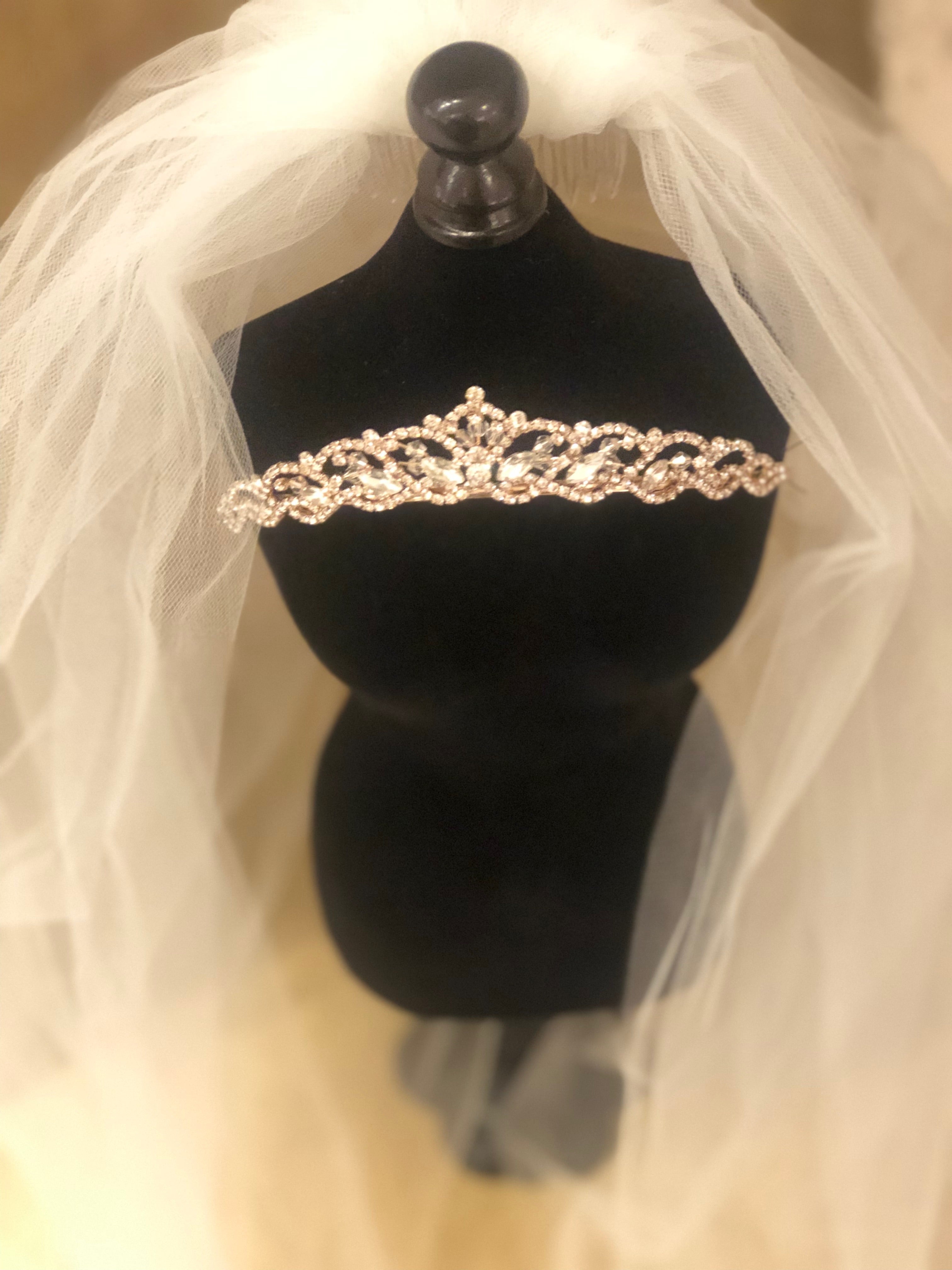 Rose Gold Tiara with Veil