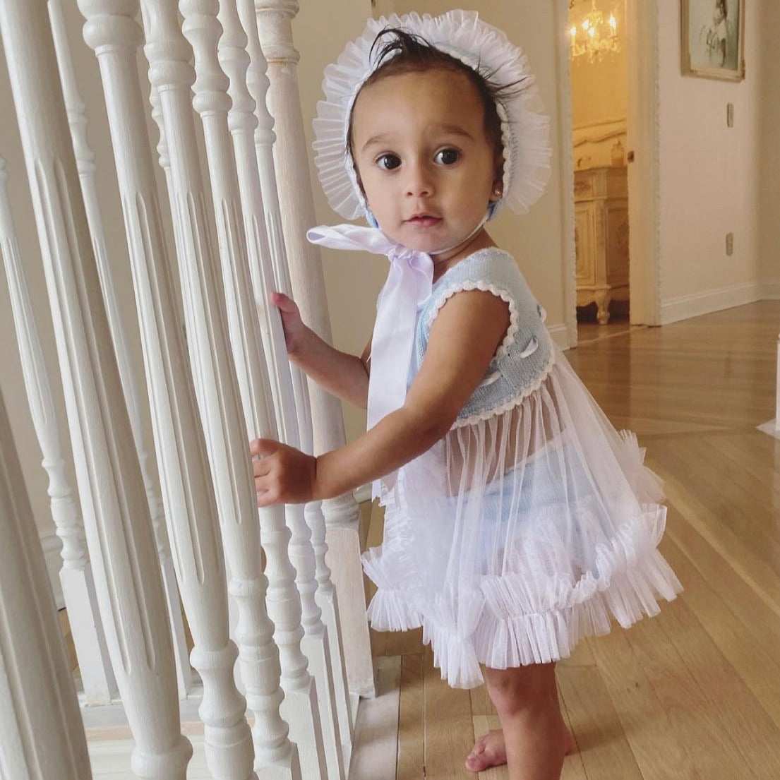 Powder Blue and White Knit