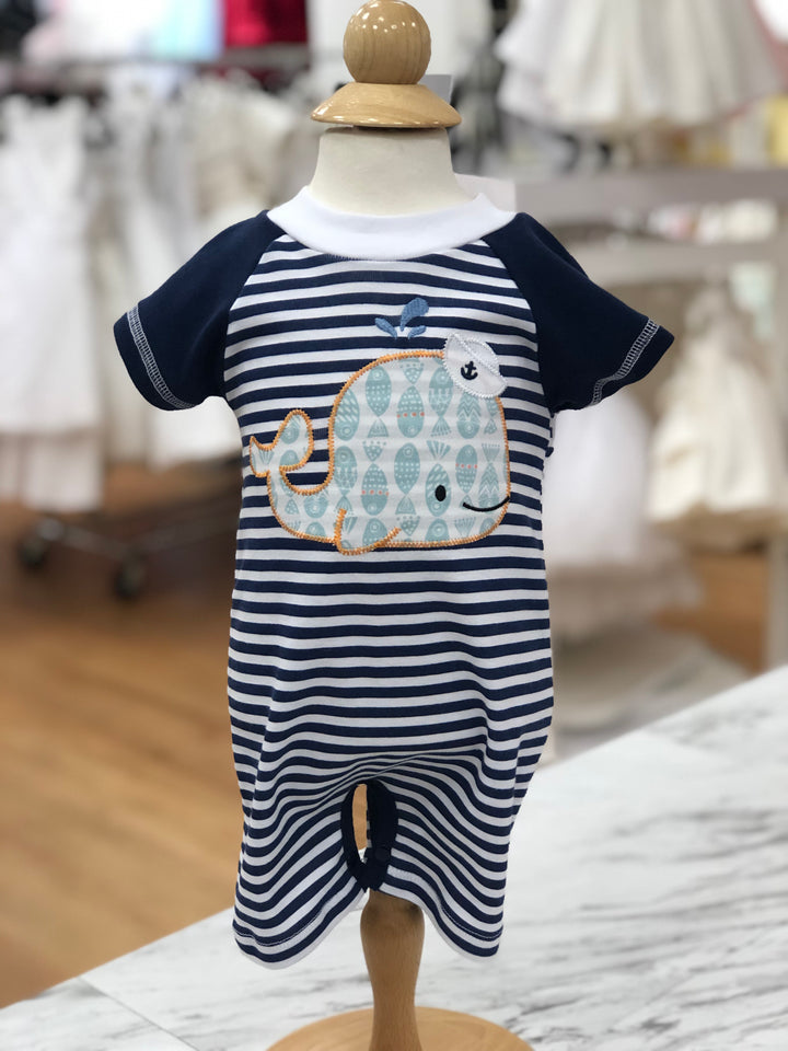 Haute Baby Whale Tale Boy Romper