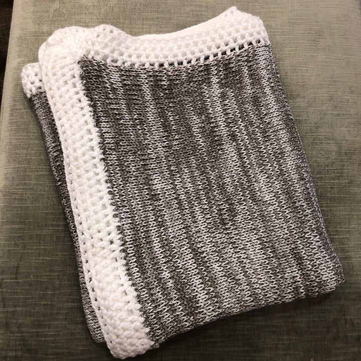 Grey and White Tweed Blanket