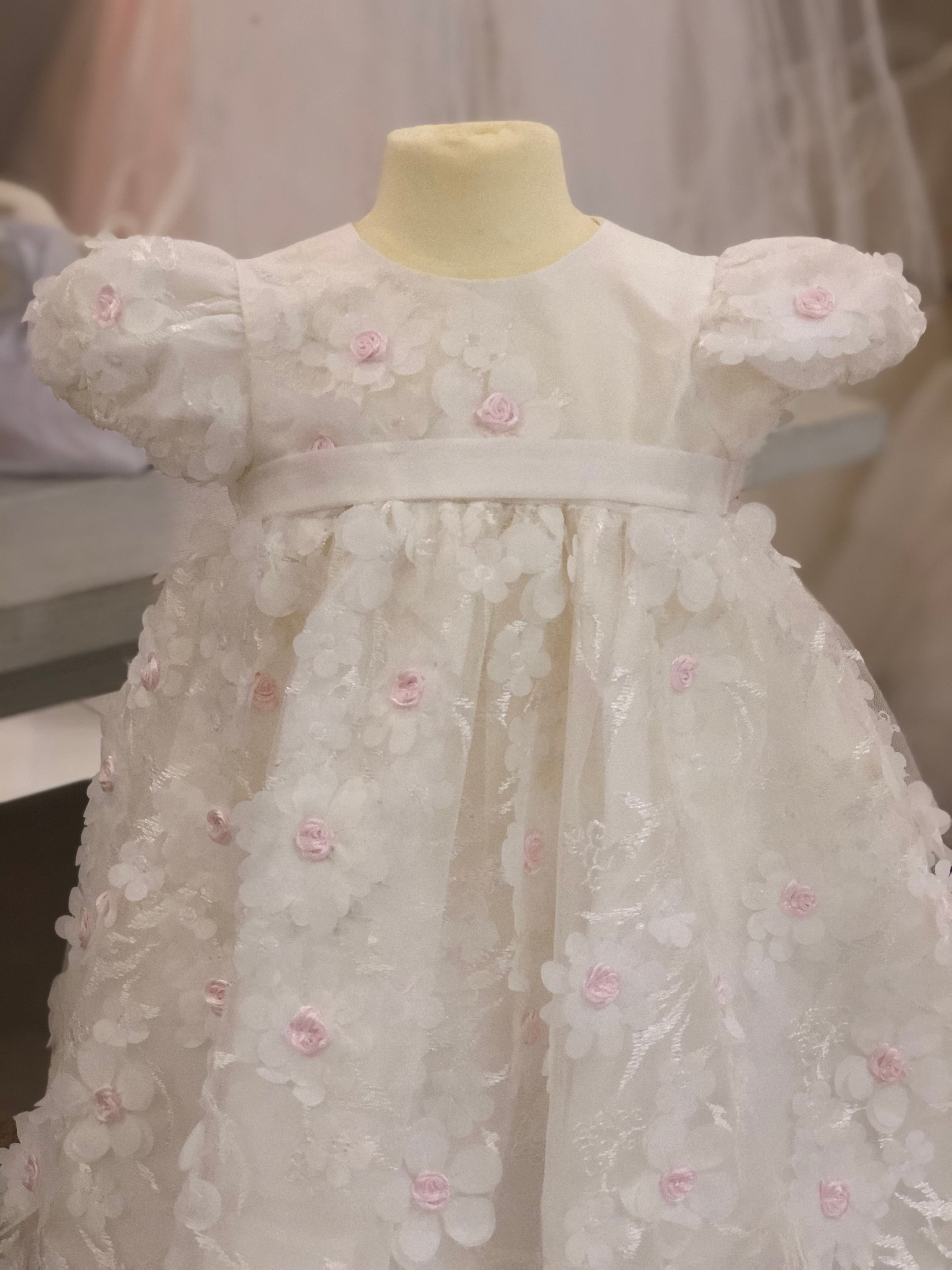 Pink Flower Ivory Dress