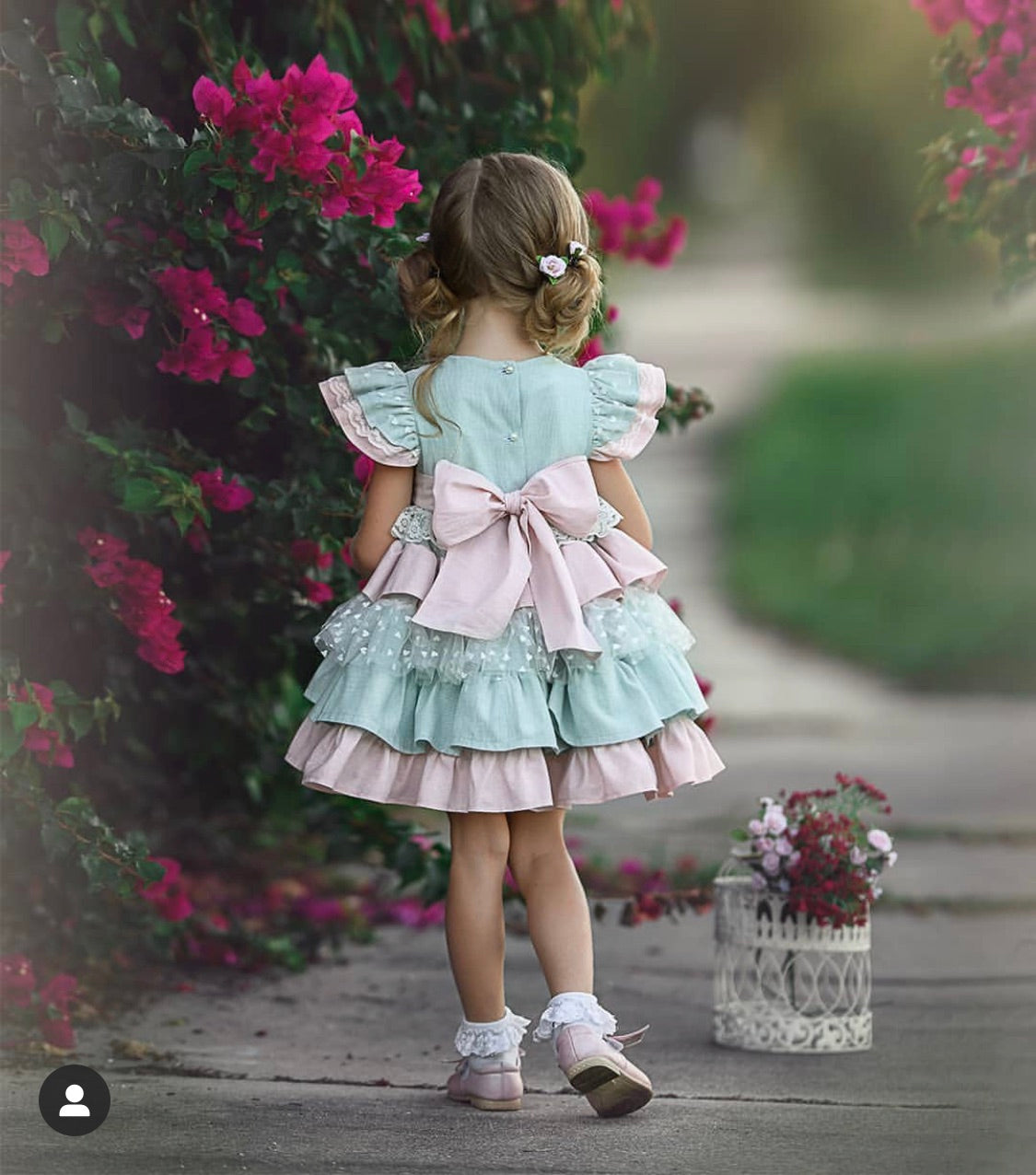 Exclusive Mint and Pink Ruffle Dress