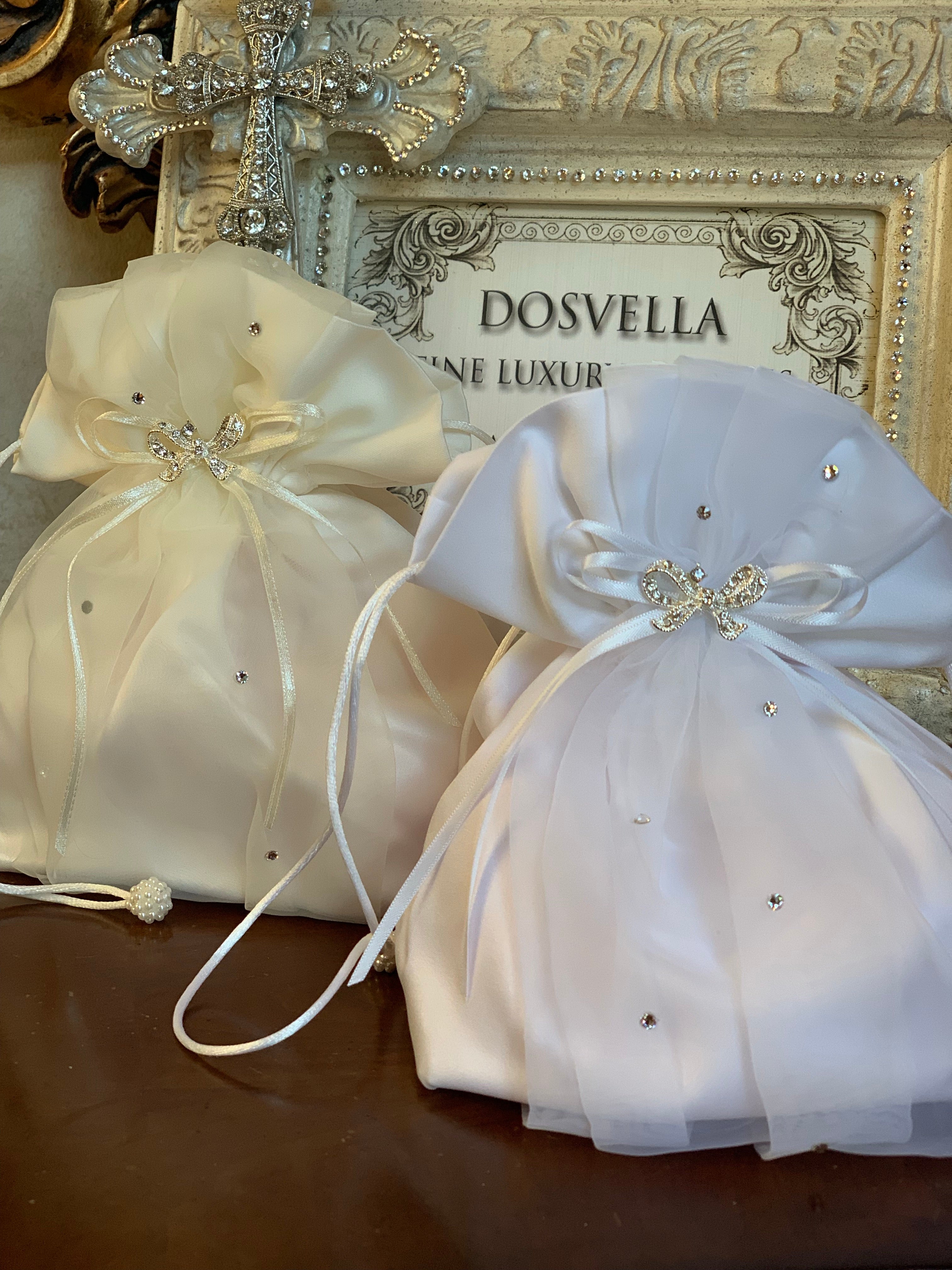 Satin Pouch in Ivory or White