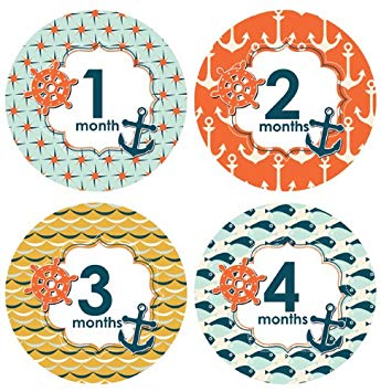 Nautical Milestone Stickers anchor baby