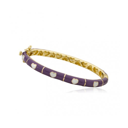 Twin Stars Heart & Line Bangle In Purple