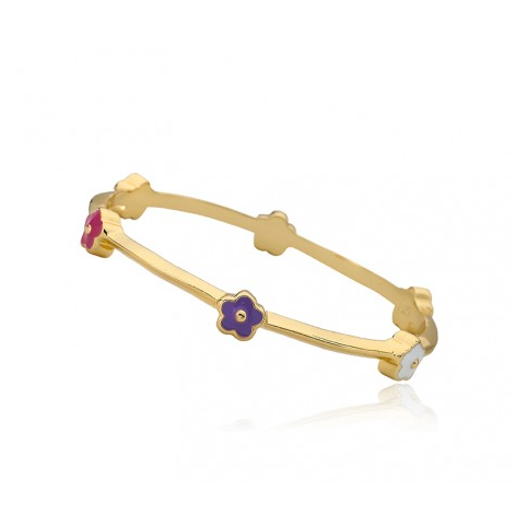 Twin Stars Dainty Flowers Bangle In Pink gold bracelet