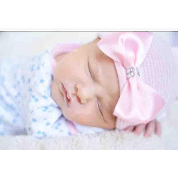 Cradle Cuties Satin & Crystal Bow Hat Newborn