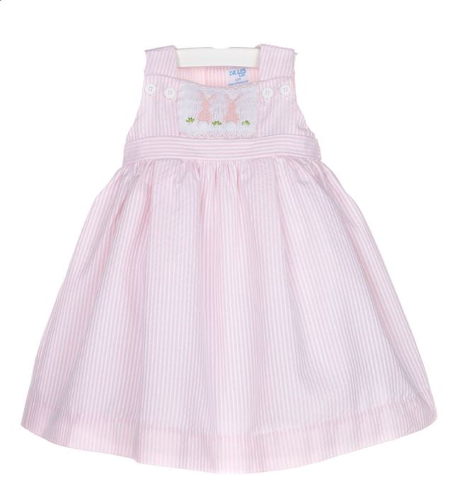 Luli & Me Pink Smock Bunny Dress