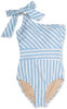 Women's One Shoulder Stripe Suit